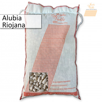 Alubia Riojana Alubia riojana: tamaño mediano, color blanco, forma riñón alargada y piel tersa y suave. 
1 Kilo.